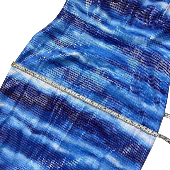 Runaway The Label Malibu Allover Sequin Midi Dress‎ Ocean Blue Size XXL - Picture 13 of 14